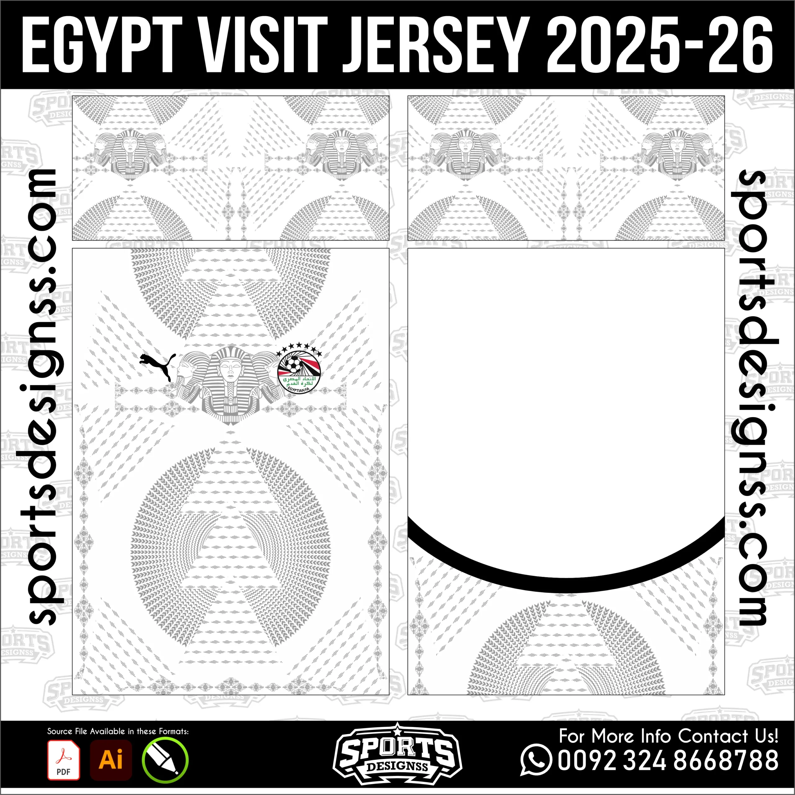 Egypt Away Jersey 2025-26 - football shirt vector for sublimation printing