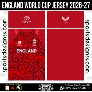 England World Cup Jersey 2026-27 - football shirt vector for sublimation printing