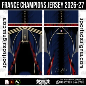 France Champions Jersey 2026-27 - football shirt vector for sublimation printing