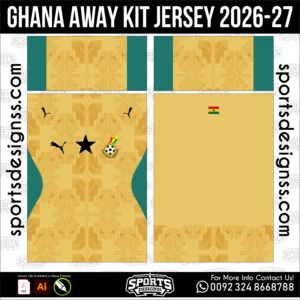 Ghana Away Jersey 2026-27 - football shirt vector for sublimation printing