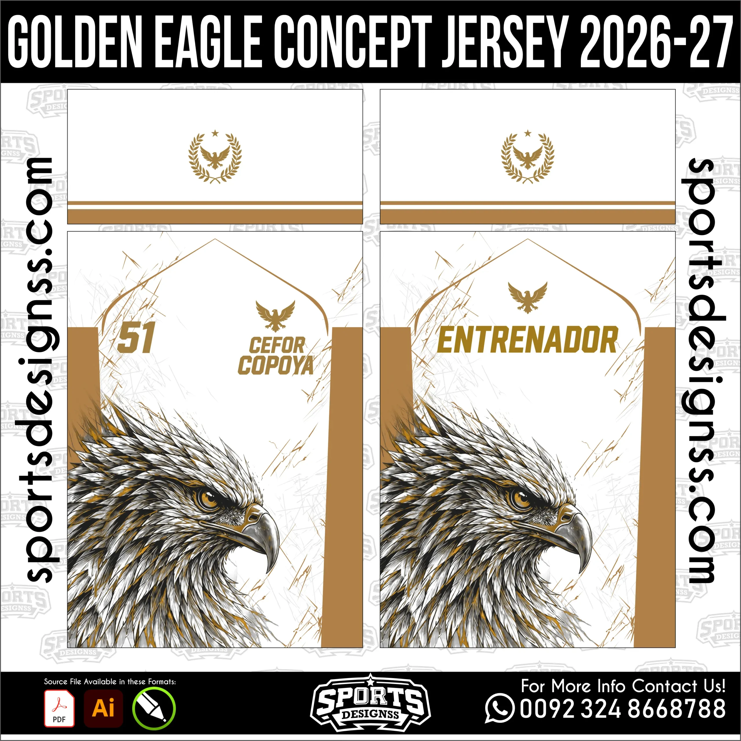 Golden Eagle Concept Jersey 2026-27 Football Shirt Vector for Sublimation Printing