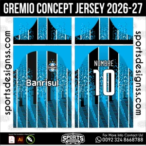 GrΓͺmio Concept Jersey 2026-27 - football shirt vector for sublimation printing
