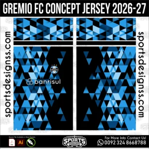 Grêmio FC Concept Jersey 2026-27 - football shirt vector for sublimation printing