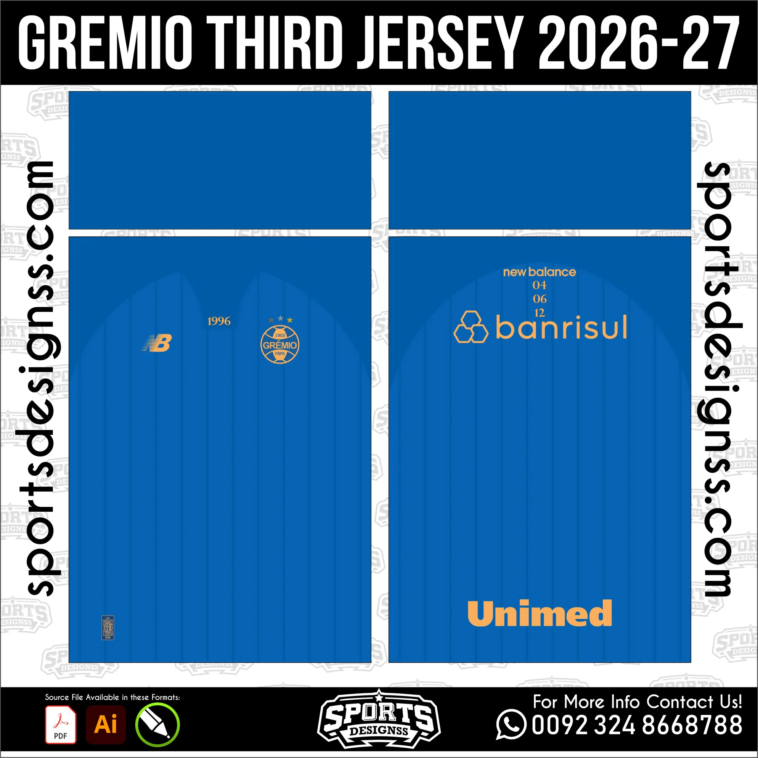Grêmio Third Jersey 2026-27 - football shirt vector for sublimation printing