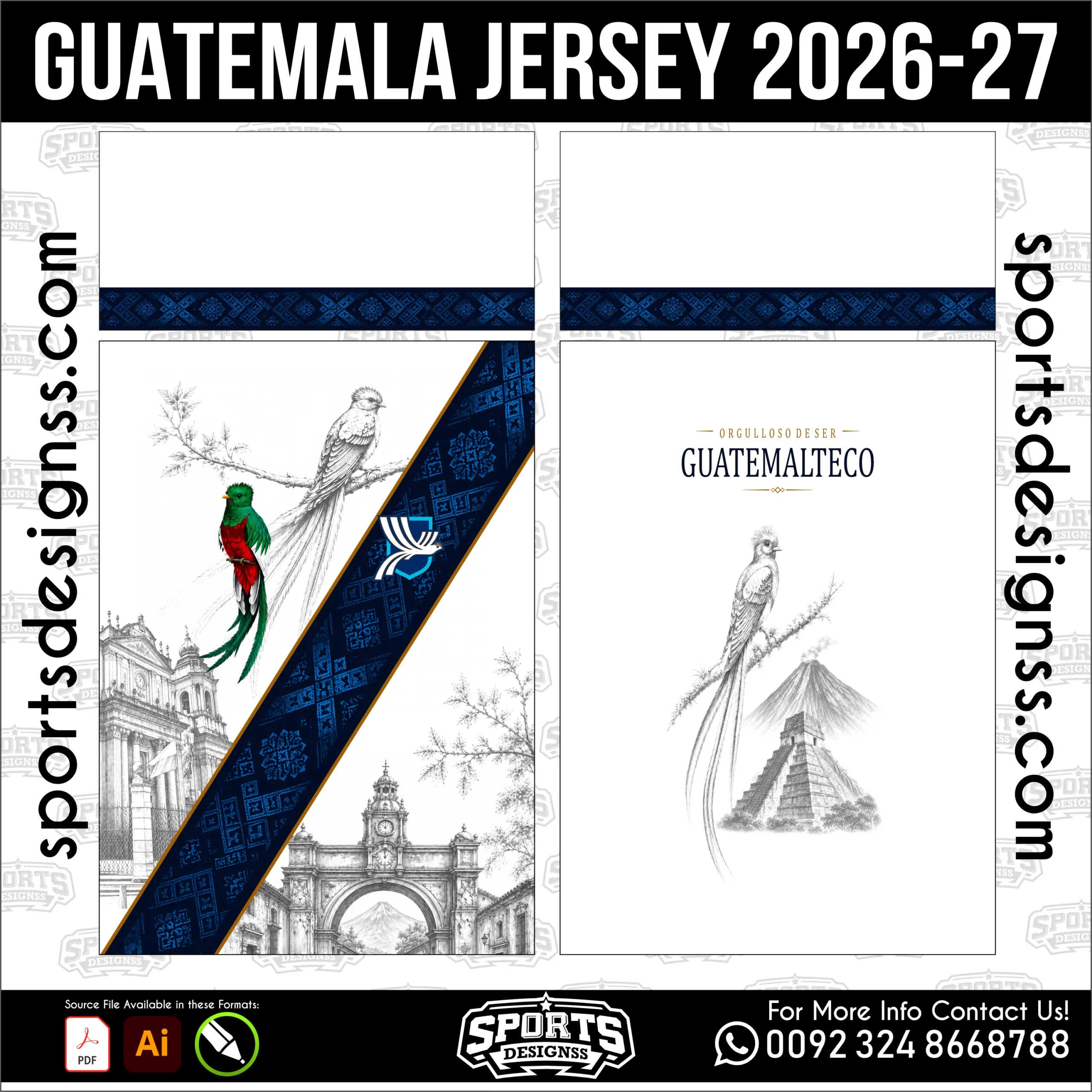 Guatemala Jersey 2026-27 - football shirt vector for sublimation printing
