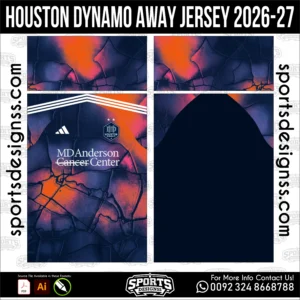 Houston Dynamo Away Jersey 2026-27 - football shirt vector for sublimation printing
