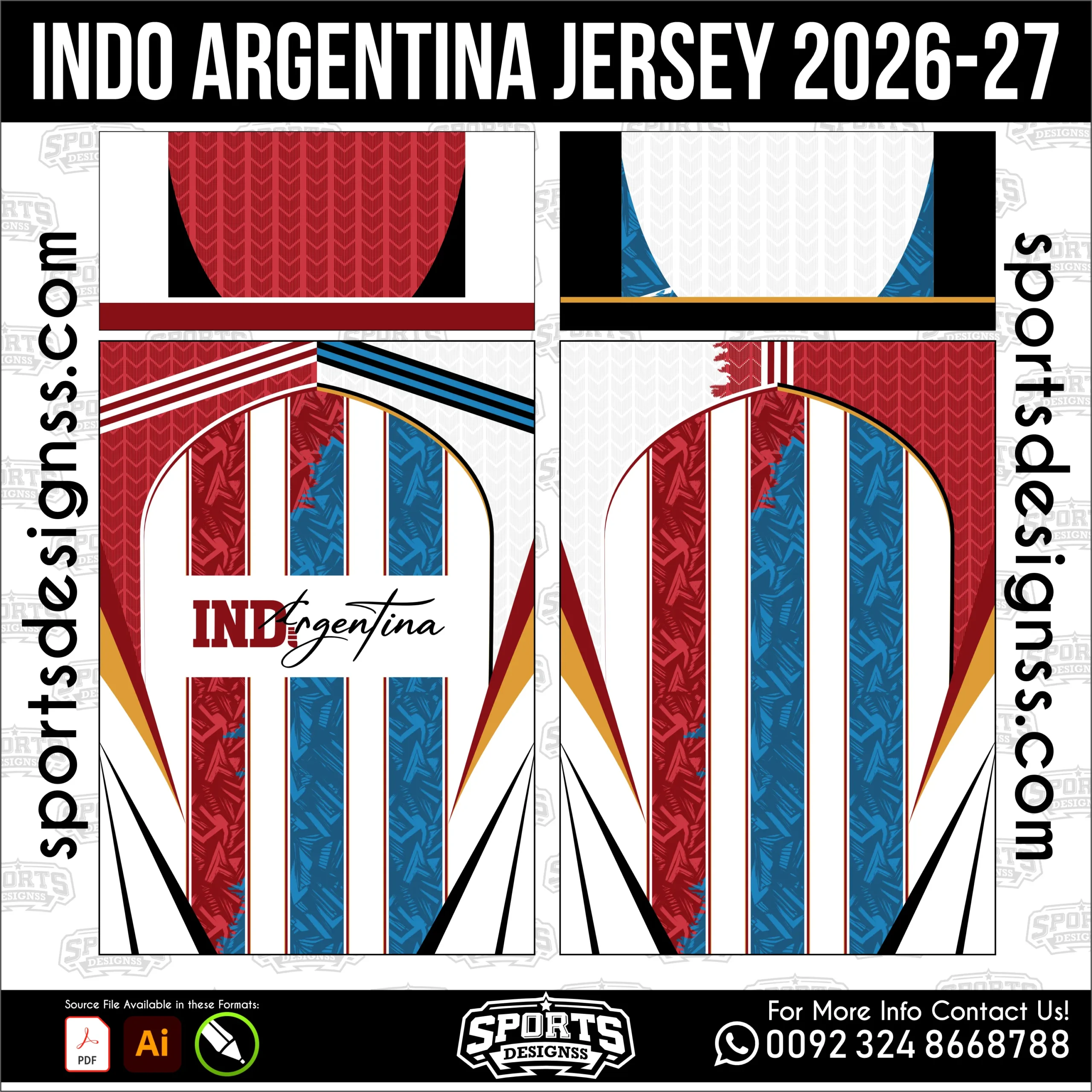 Indonesia x Argentina Duos Jersey 2026-27 - football shirt vector for sublimation printing