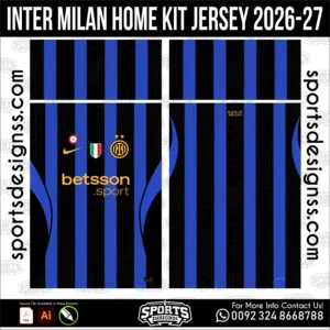 Inter Milan Home Jersey 2026-27 - football shirt vector for sublimation printing