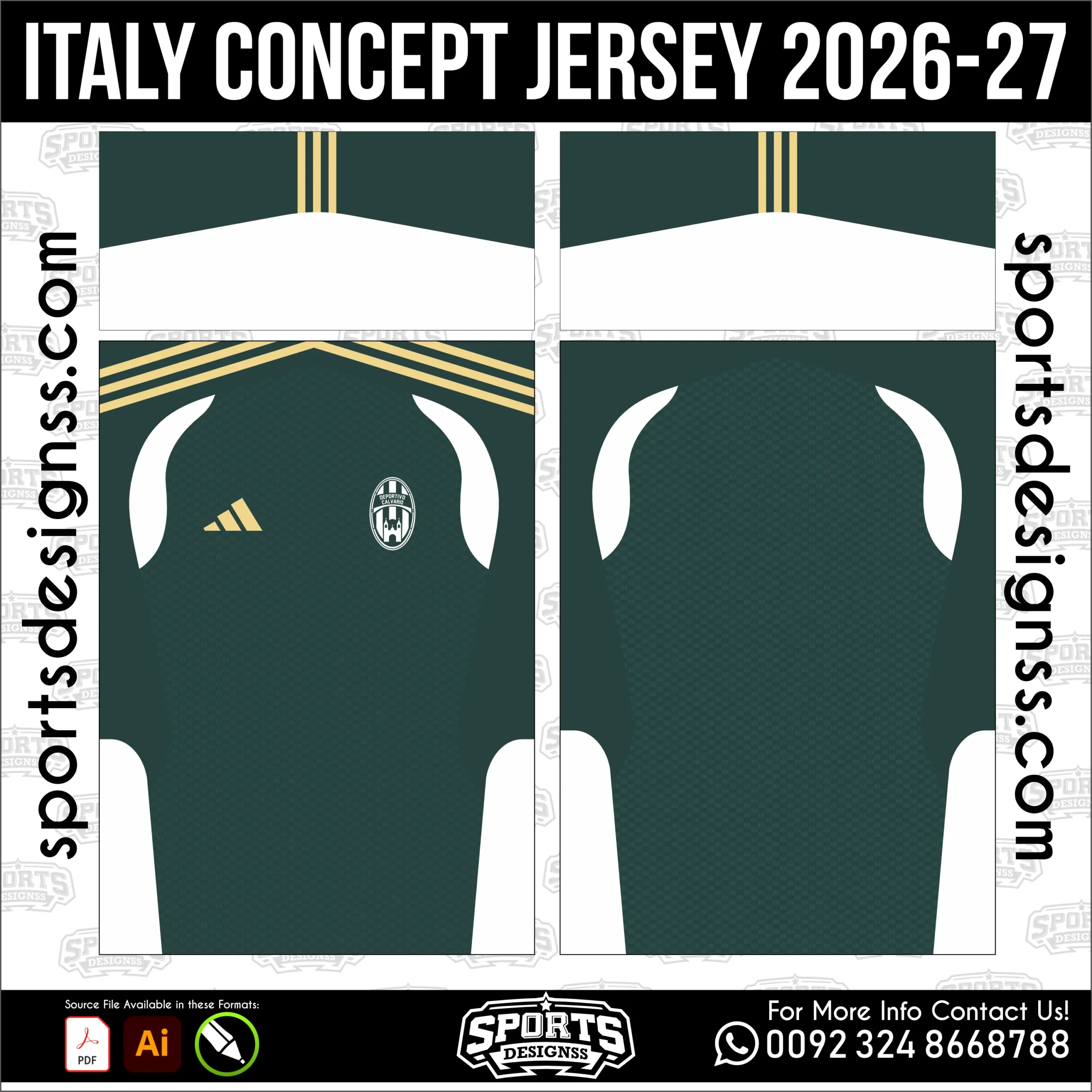 Italy Concept Jersey 2026-27 - football shirt vector for sublimation printing