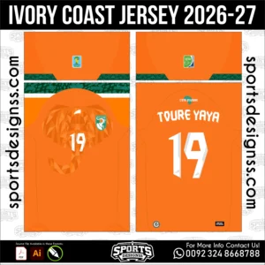 Ivory Coast Jersey 2026-27 - football shirt vector for sublimation printing
