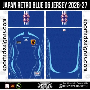 Japan Retro Blue '06 Jersey - classic football shirt vector for sublimation printing