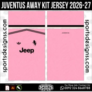 Juventus Away Jersey 2026-27 - football shirt vector for sublimation printing