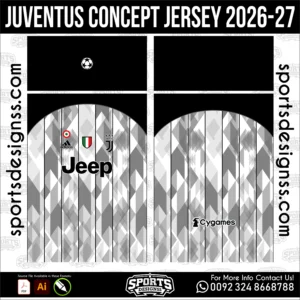 Juventus Concept Jersey 2026-27 - football shirt vector for sublimation printing