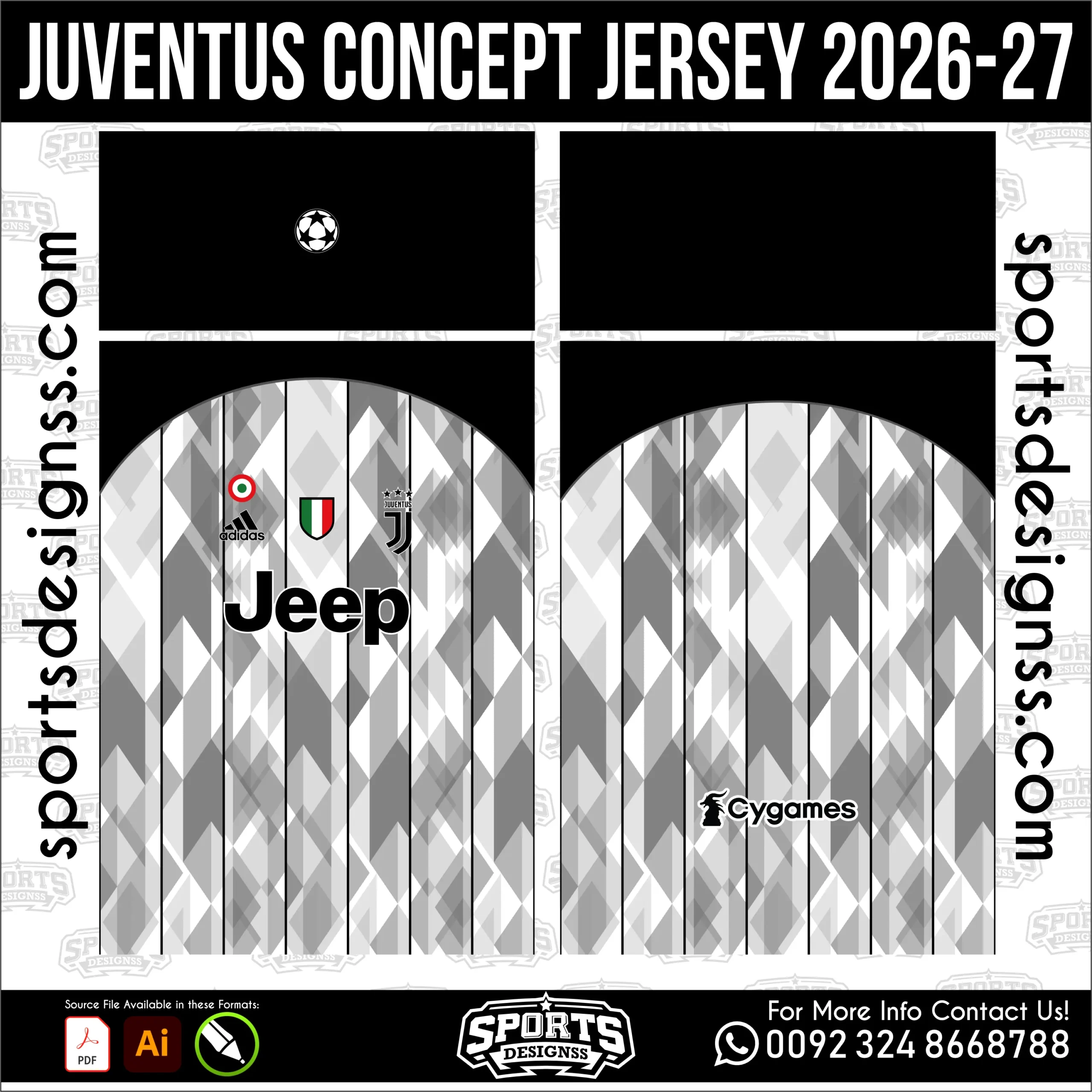 Juventus Concept Jersey 2026-27 - football shirt vector for sublimation printing