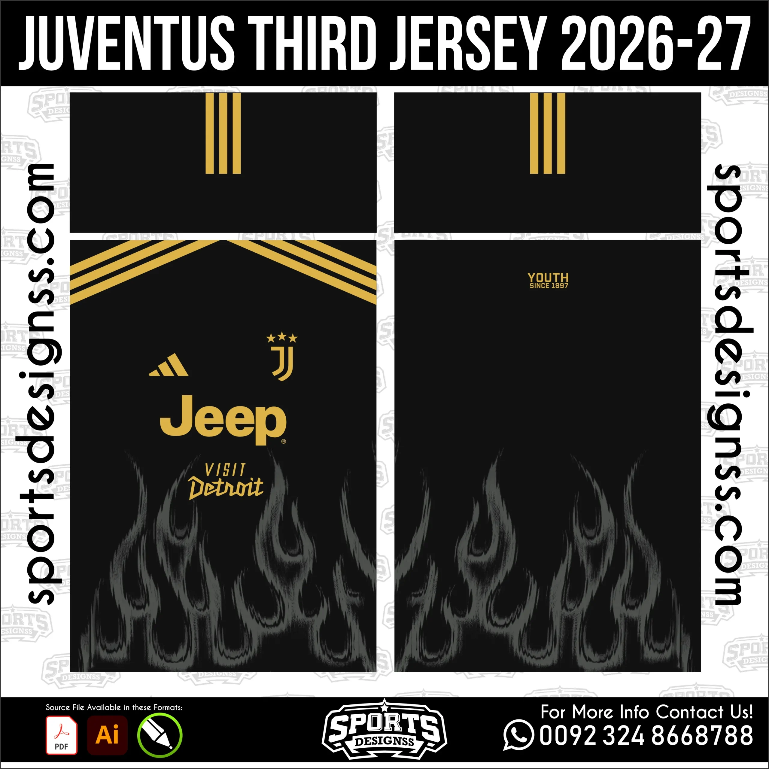 Juventus Third Jersey 2026-27 - football shirt vector for sublimation printing