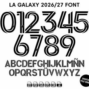 LA Galaxy 2026-27 Font - football jersey typeface OTF download