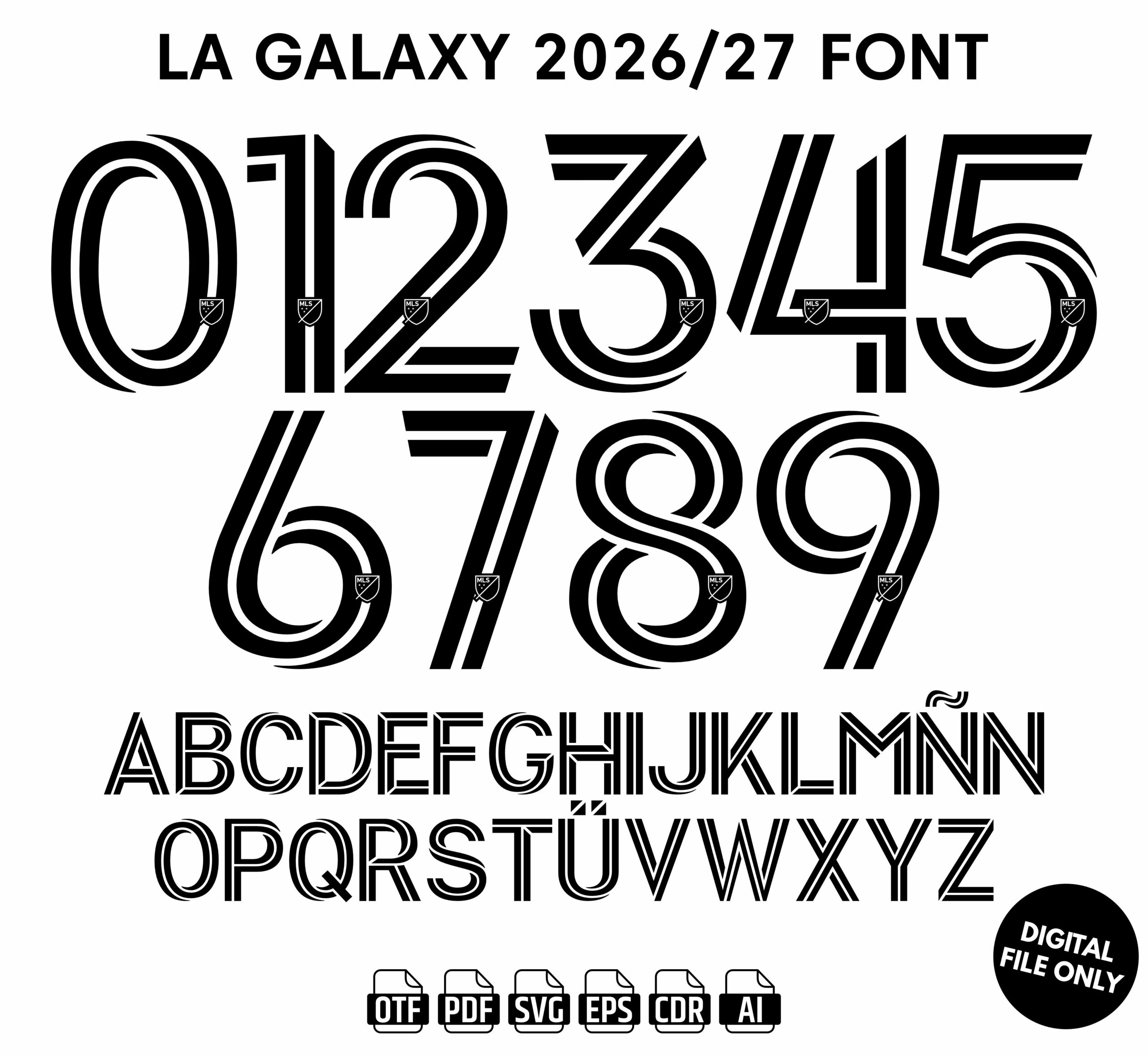 LA Galaxy 2026-27 Font - football jersey typeface OTF download