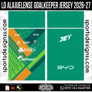 LD Alajuelense Goalkeeper Jersey 2026-27 - football shirt vector for sublimation printing