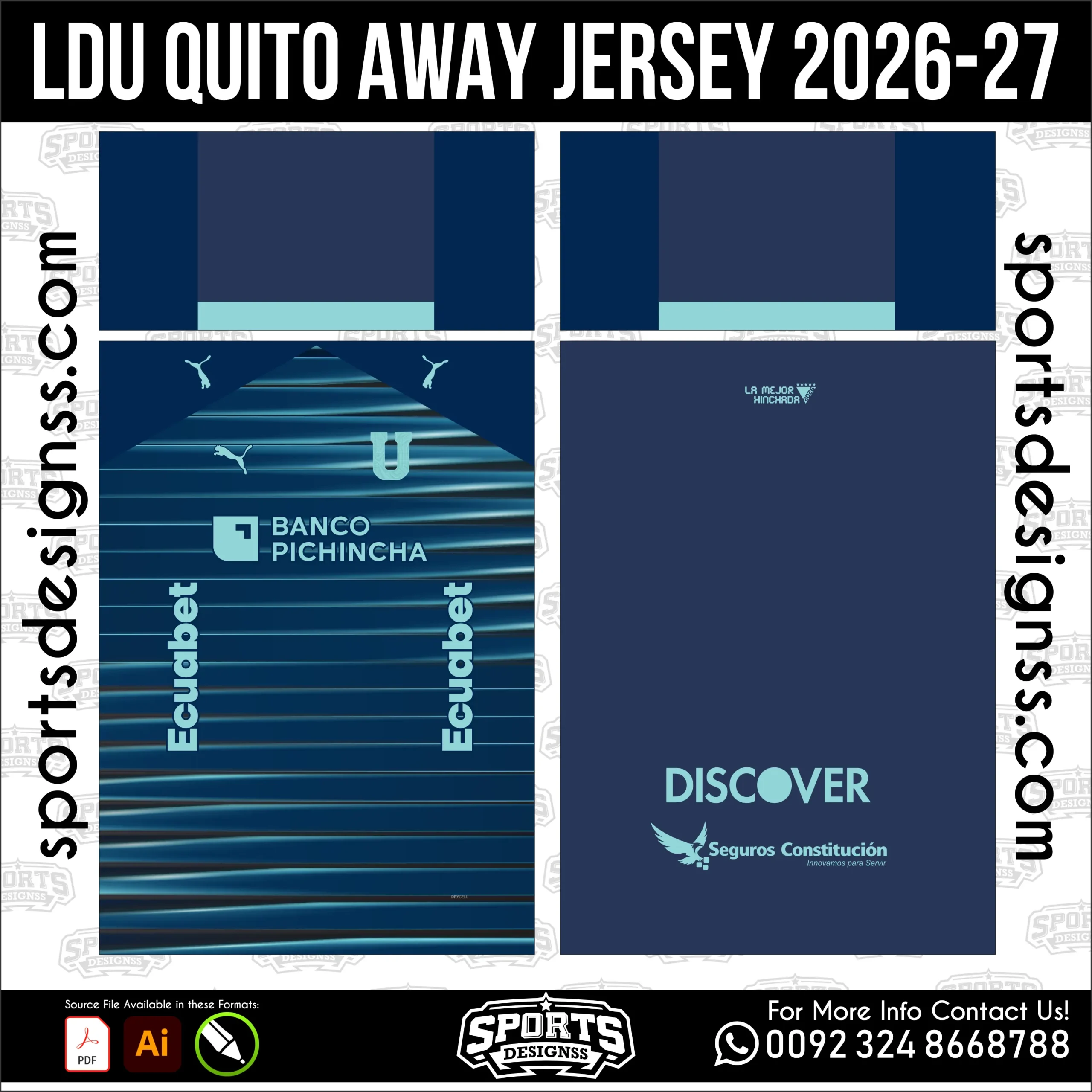 LDU Quito Away Jersey 2026-27 - football shirt vector for sublimation printing