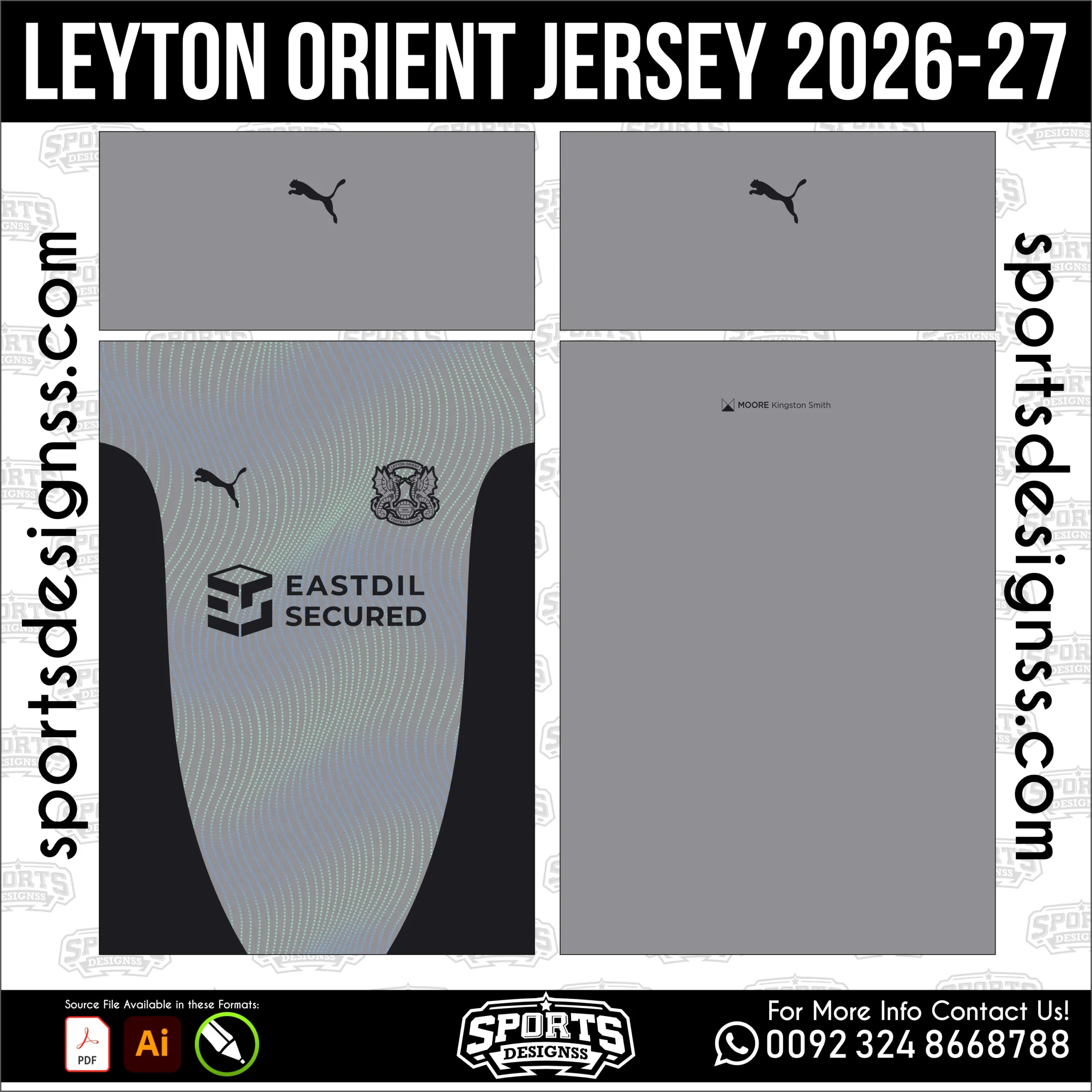 Leyton Orient Jersey 2026-27 - football shirt vector for sublimation printing