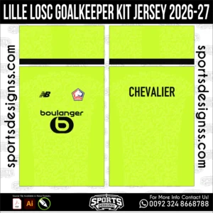 Lille LOSC Goalkeeper Kit Jersey 2026-27 Football Shirt Vector for Sublimation Printing