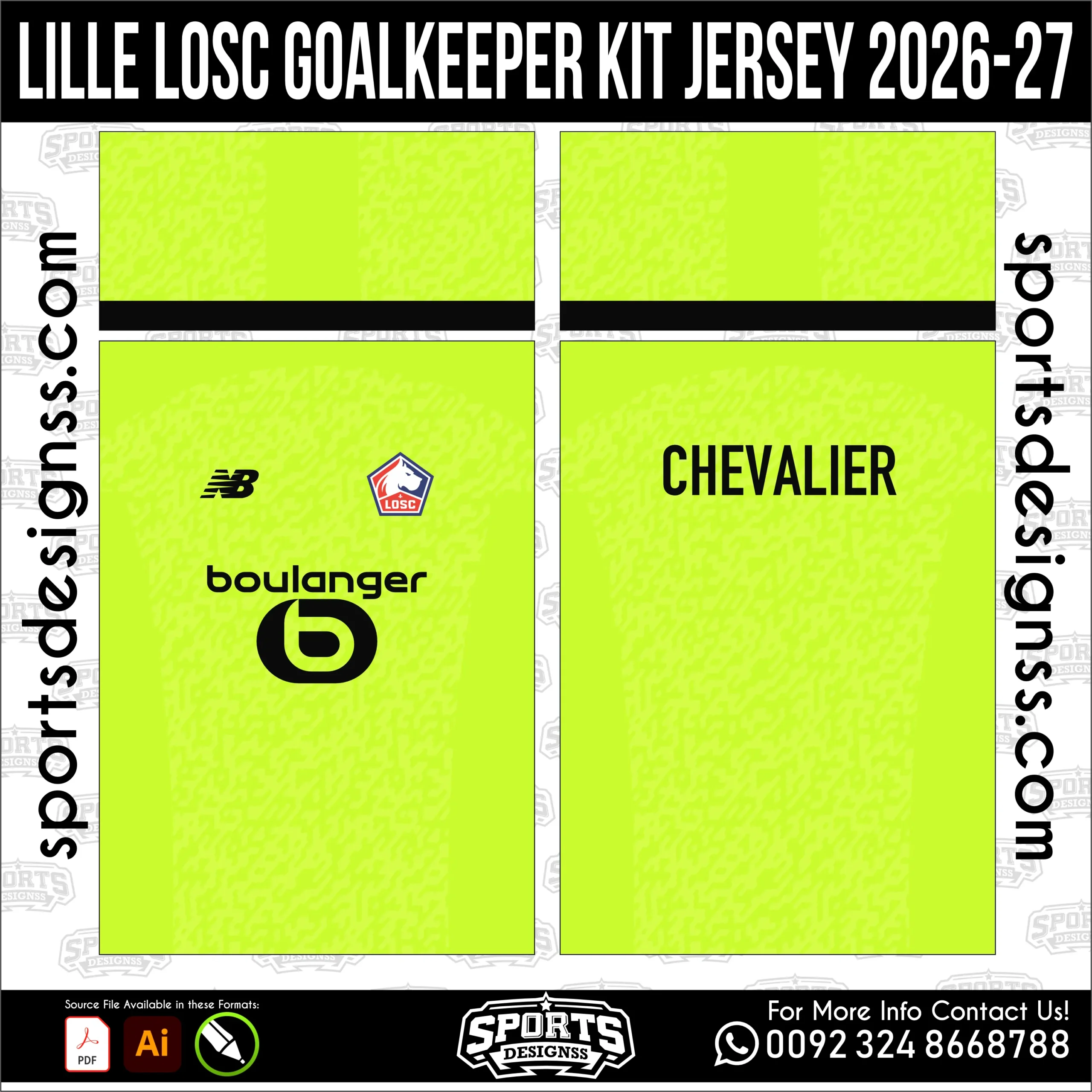 Lille LOSC Goalkeeper Kit Jersey 2026-27 Football Shirt Vector for Sublimation Printing