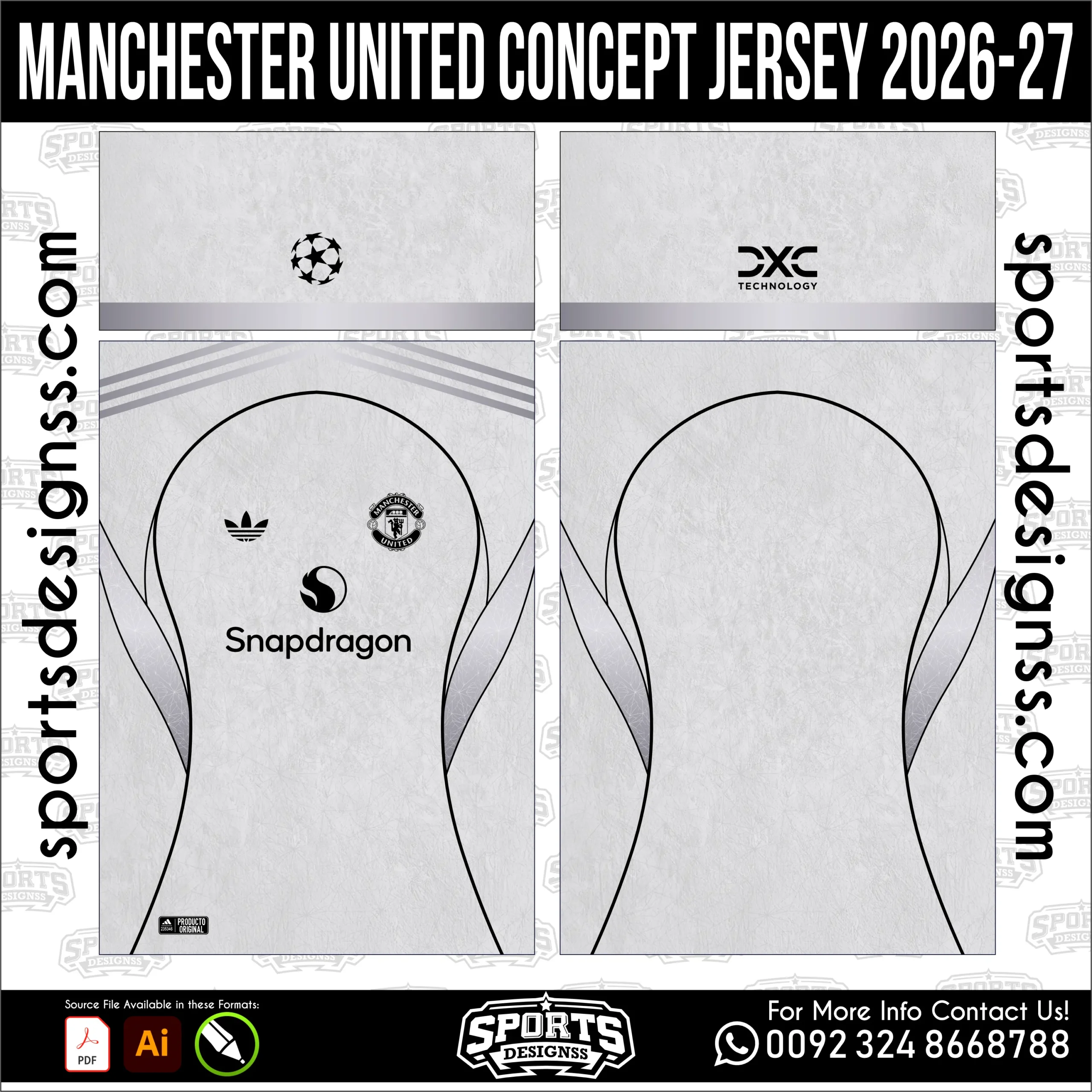 Manchester United Concept Jersey 2026-27 - football shirt vector for sublimation printing