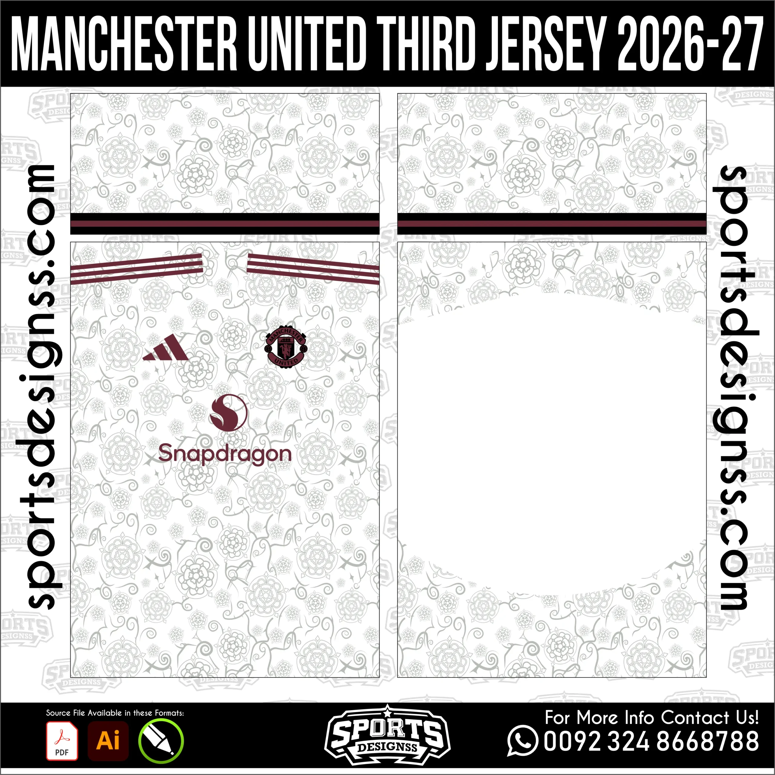 Manchester United Third Jersey 2026-27 - football shirt vector for sublimation printing