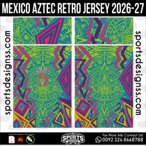 Mexico Aztec Retro Jersey - classic football shirt vector for sublimation printing