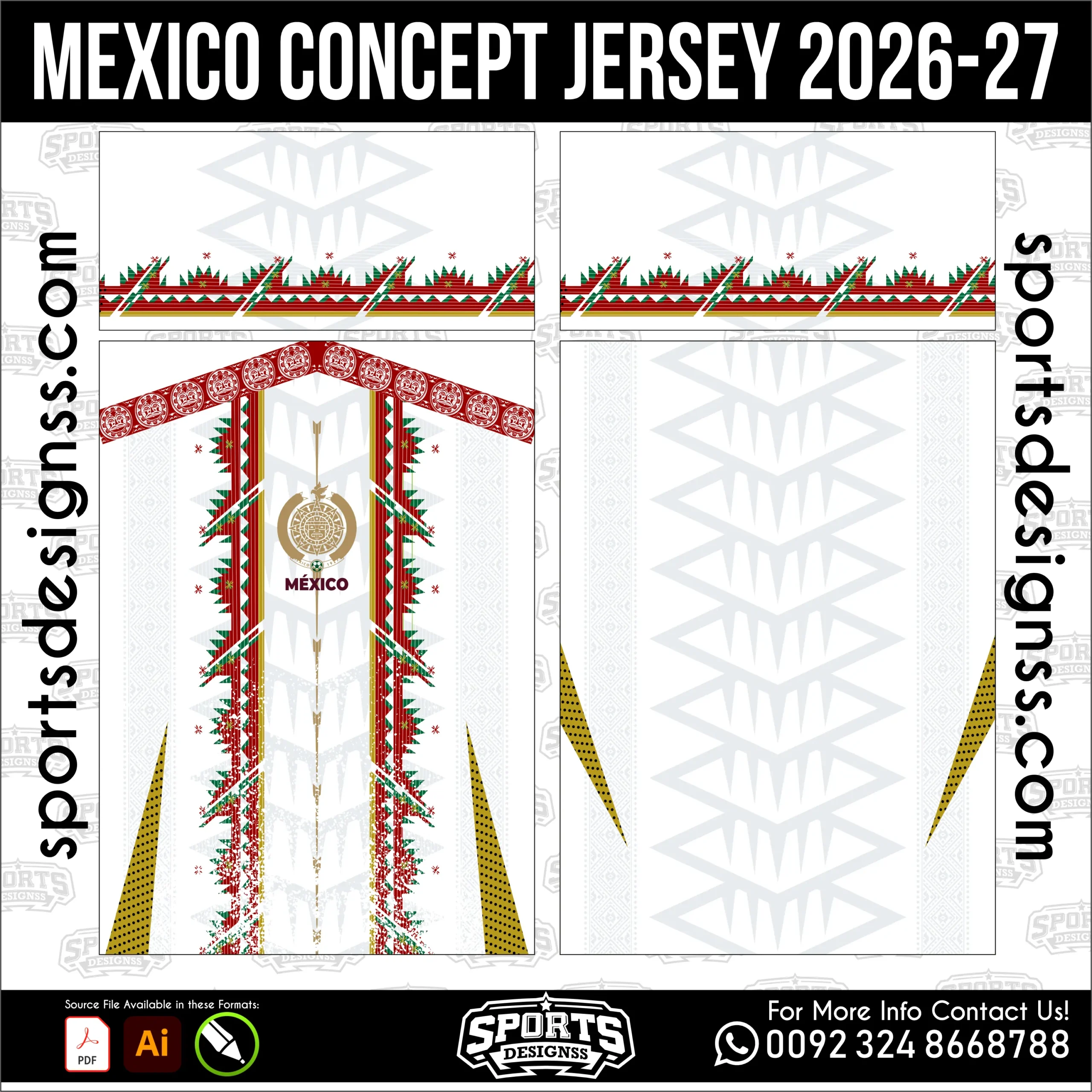 Mexico Concept Jersey 2026-27 - football shirt vector for sublimation printing