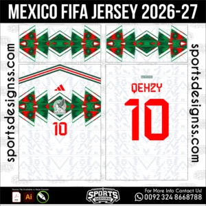 Mexico World Cup Jersey 2026-27 - football shirt vector for sublimation printing