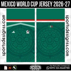 Mexico World Cup Jersey 2026-27 - football shirt vector for sublimation printing