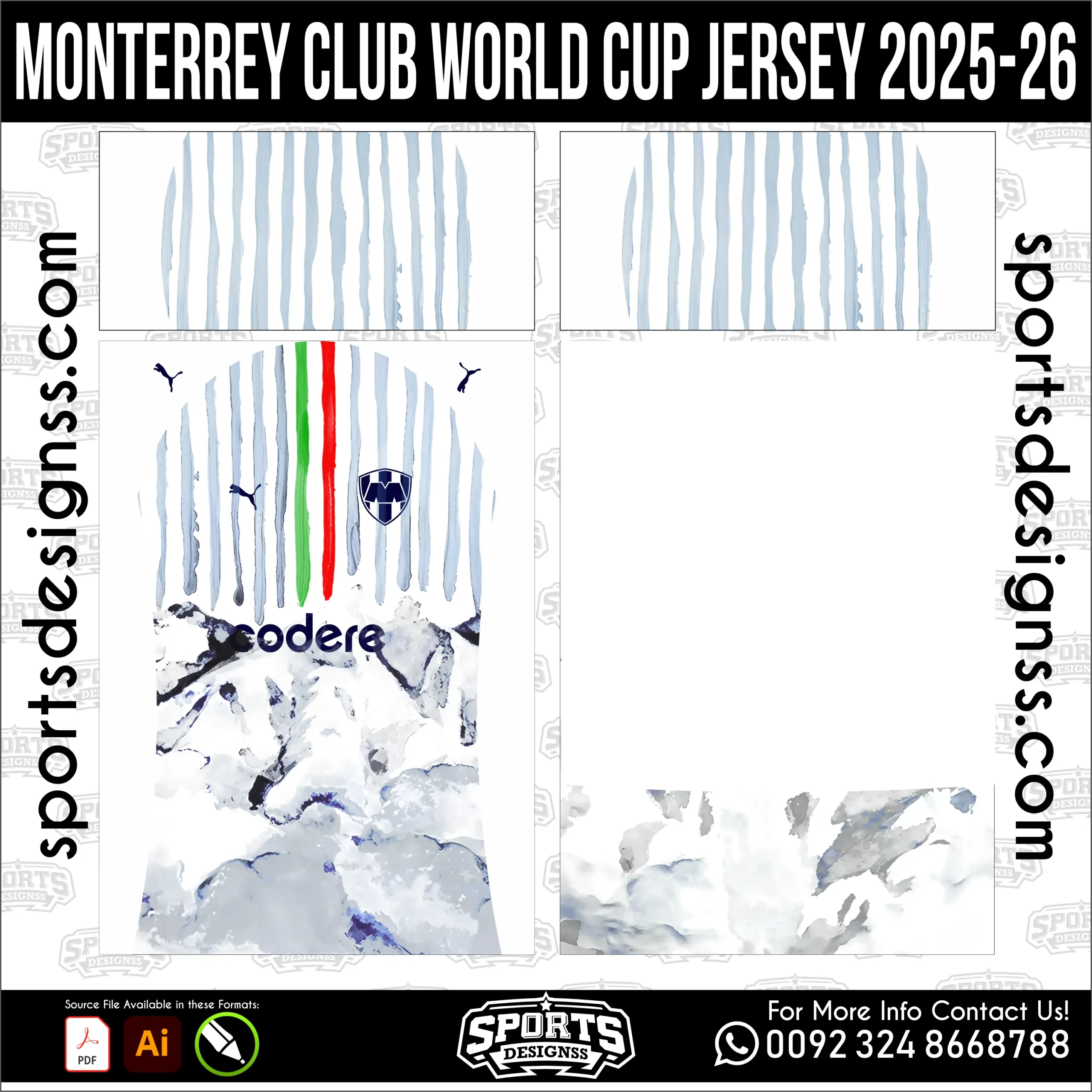 CF Monterrey Club World Cup Jersey 2025-26 - football shirt vector for sublimation printing