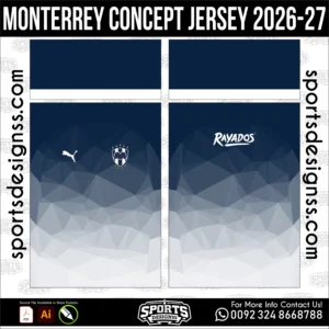 CF Monterrey Concept Jersey 2026-27 - football shirt vector for sublimation printing