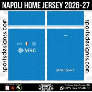 Napoli Home Jersey 2026-27 - football shirt vector for sublimation printing