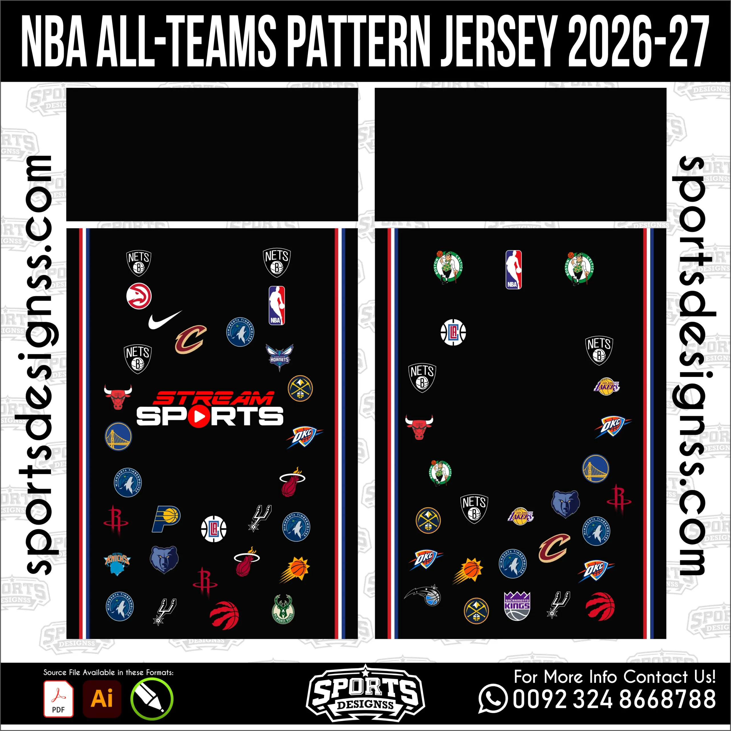 NBA All-Teams Pattern Jersey 2026-27 Basketball Shirt Vector for Sublimation