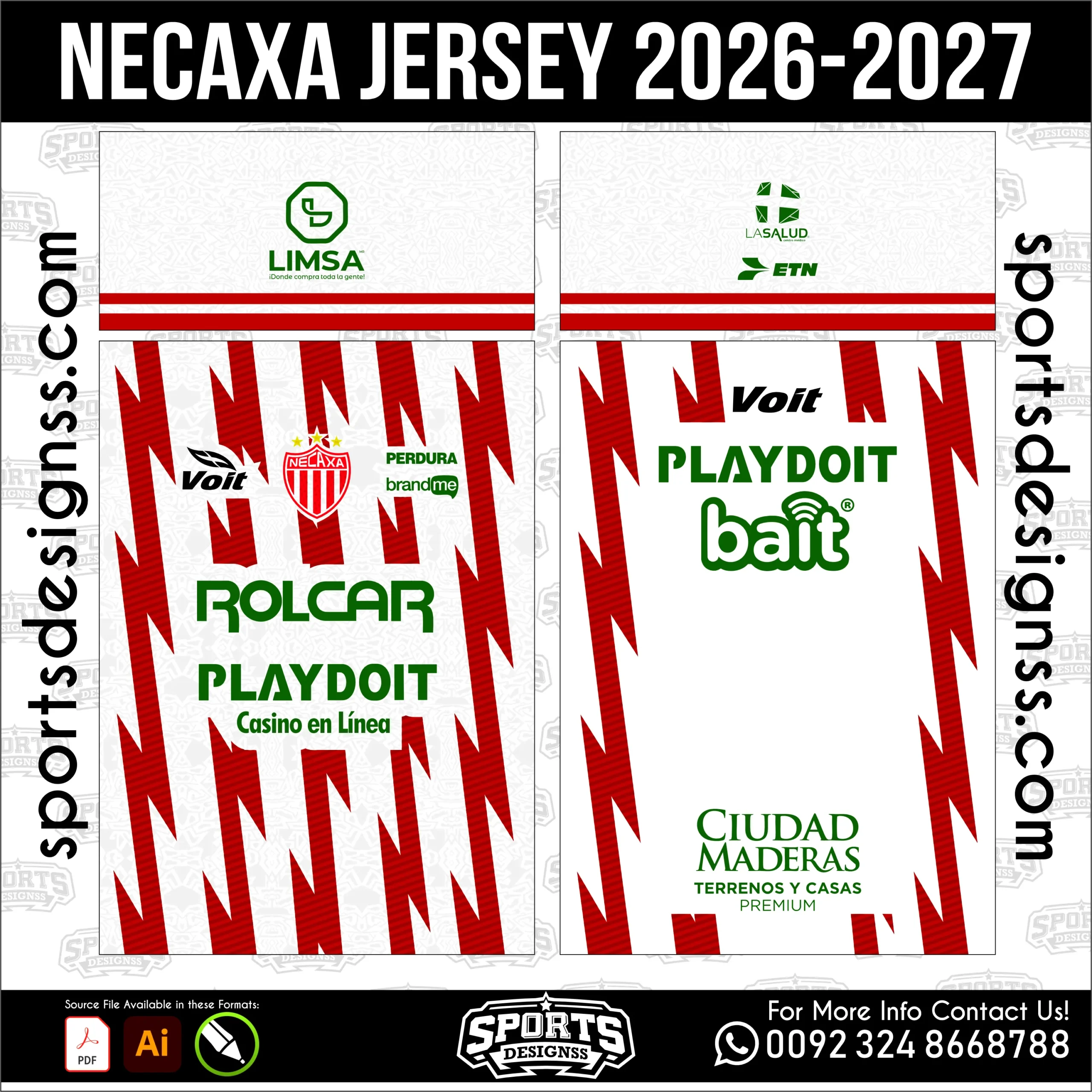 Necaxa Jersey 2026-27 - football shirt vector for sublimation printing