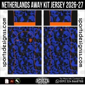 Netherlands Away Jersey 2026-27 - football shirt vector for sublimation printing