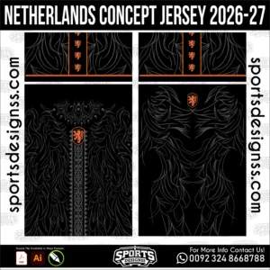 Netherlands Concept Jersey 2026-27 football shirt vector for sublimation printing
