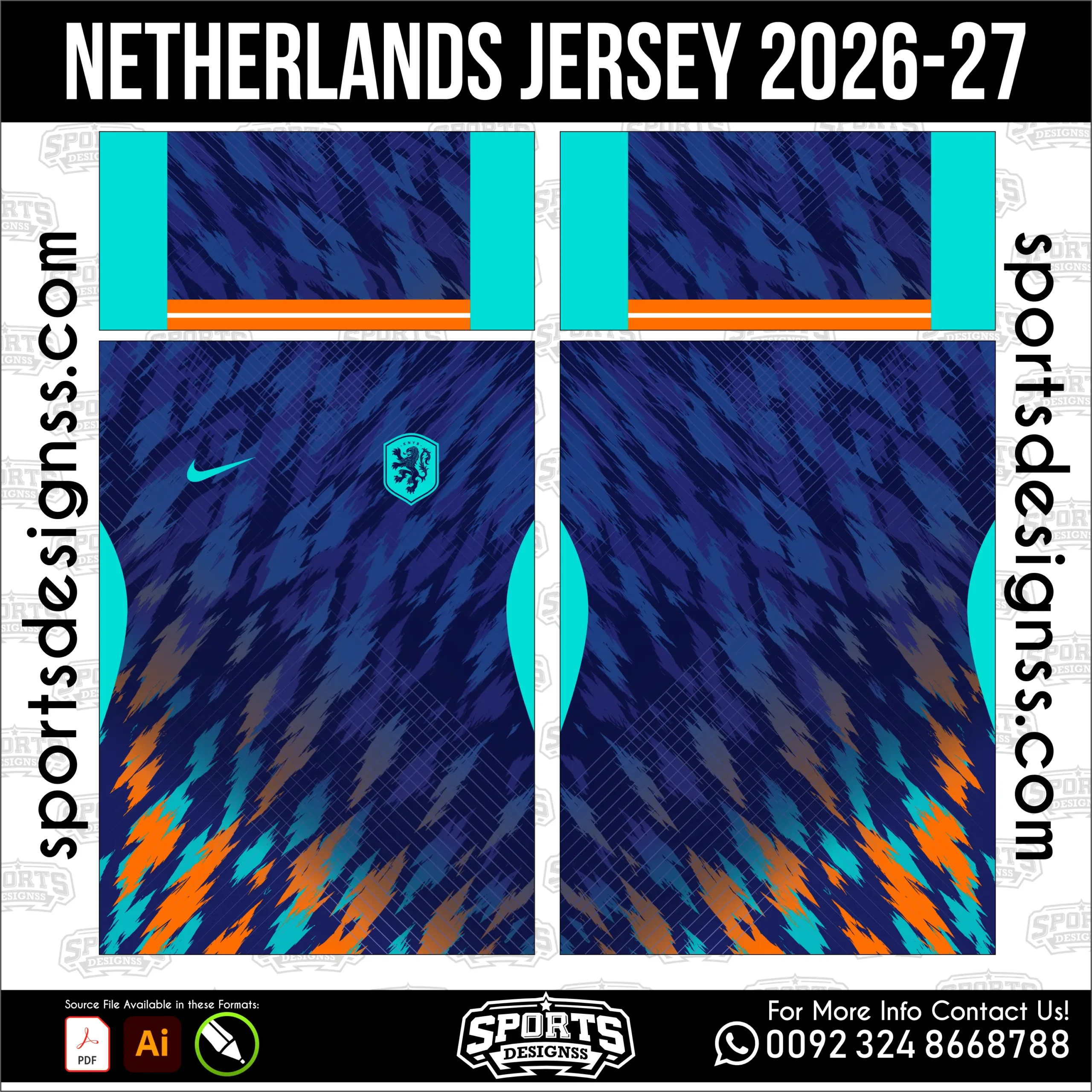 Netherlands Jersey 2026-27 - football shirt vector for sublimation printing