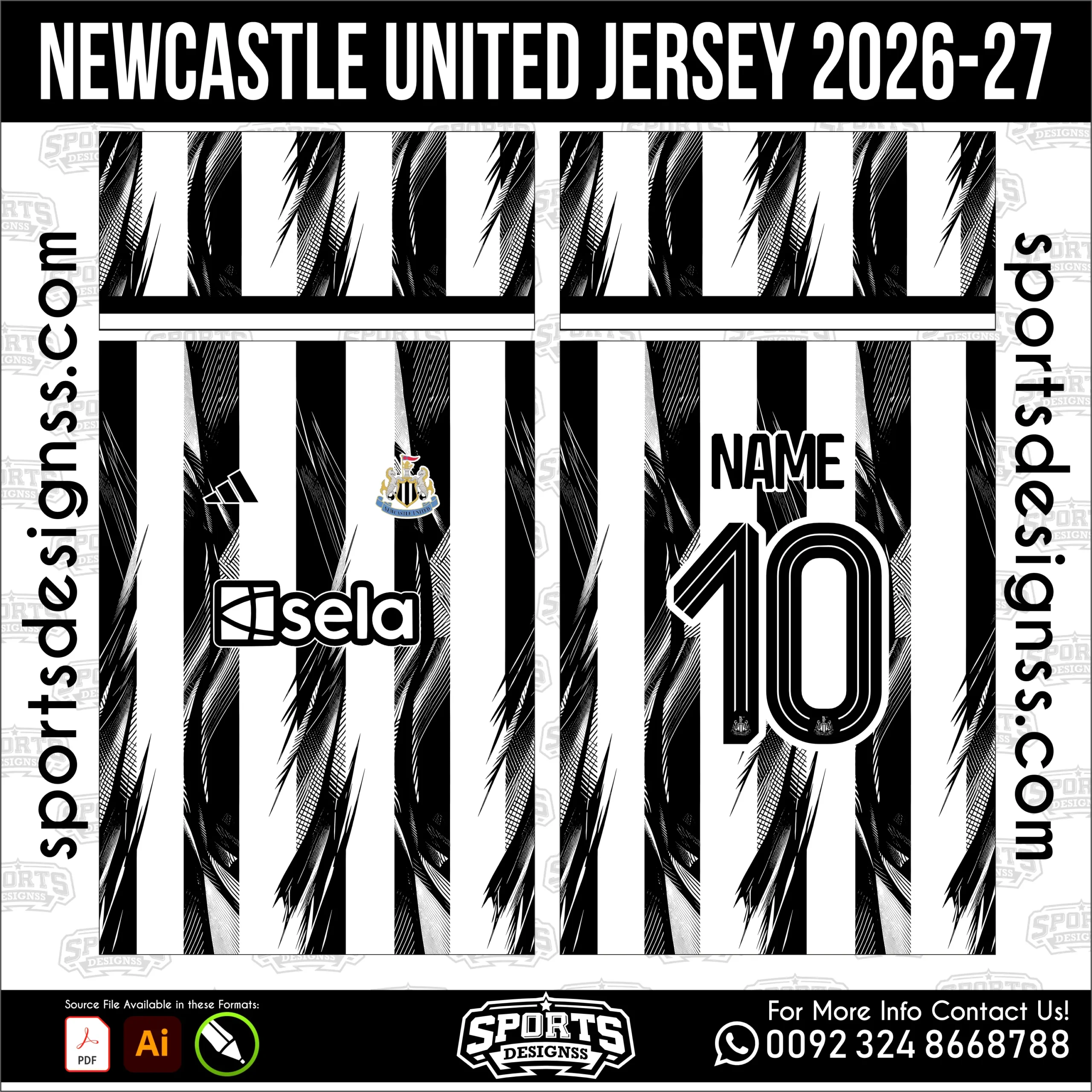 Newcastle United Jersey 2026-27 - football shirt vector for sublimation printing