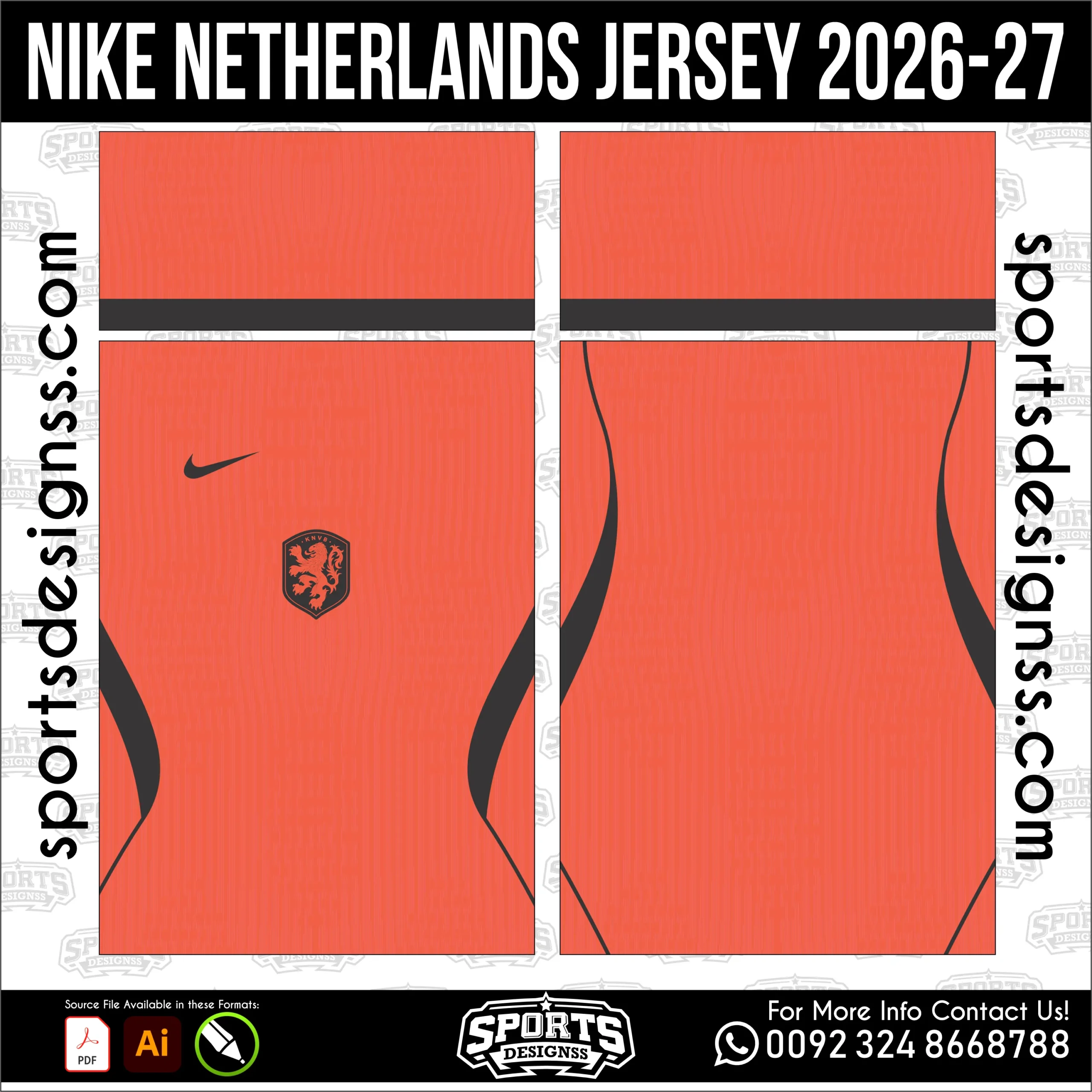 Netherlands Jersey 2026-27 - football shirt vector for sublimation printing