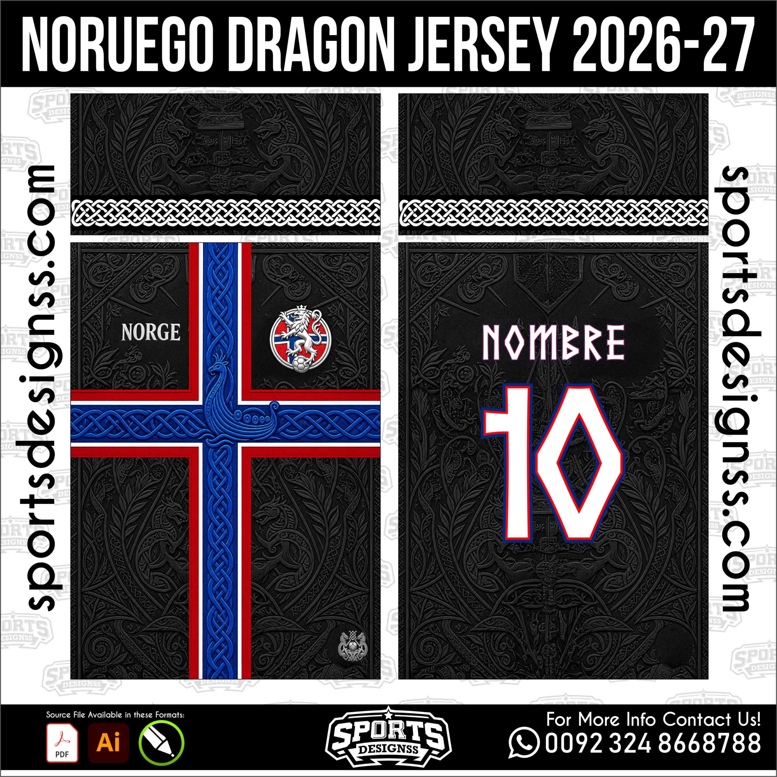 Noruego Dragon Jersey 2026-27 - football shirt vector for sublimation printing
