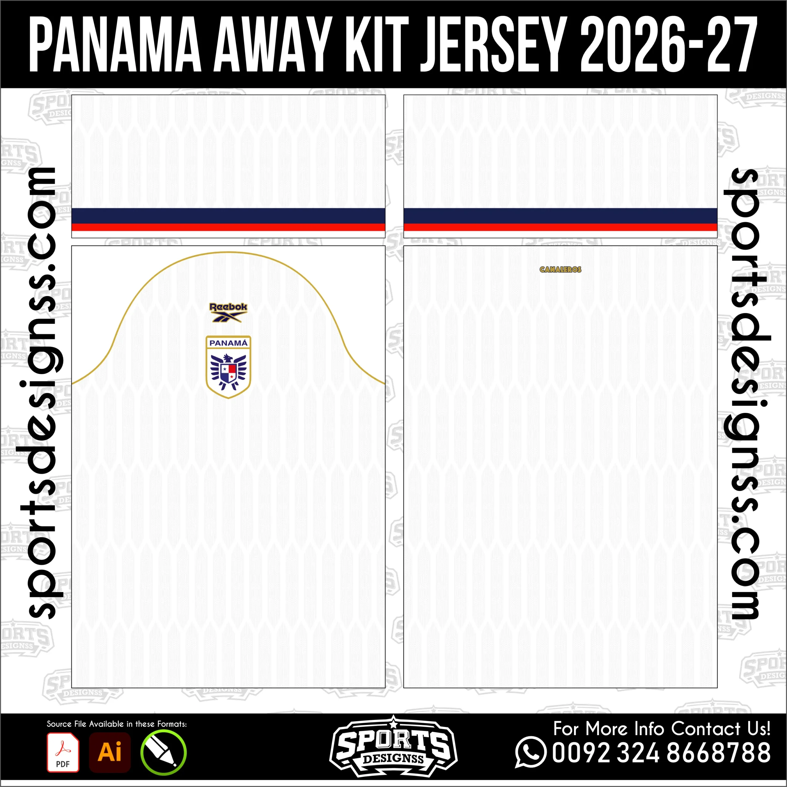 Panama Away Jersey 2026-27 - football shirt vector for sublimation printing