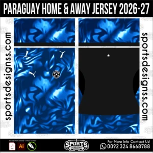 Paraguay Home Jersey 2026-27 - football shirt vector for sublimation printing
