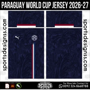 Paraguay World Cup Jersey 2026-27 - football shirt vector for sublimation printing