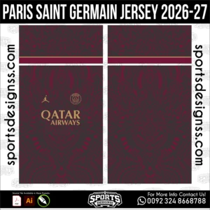 Paris Saint-Germain Jersey 2026-27 - football shirt vector for sublimation printing