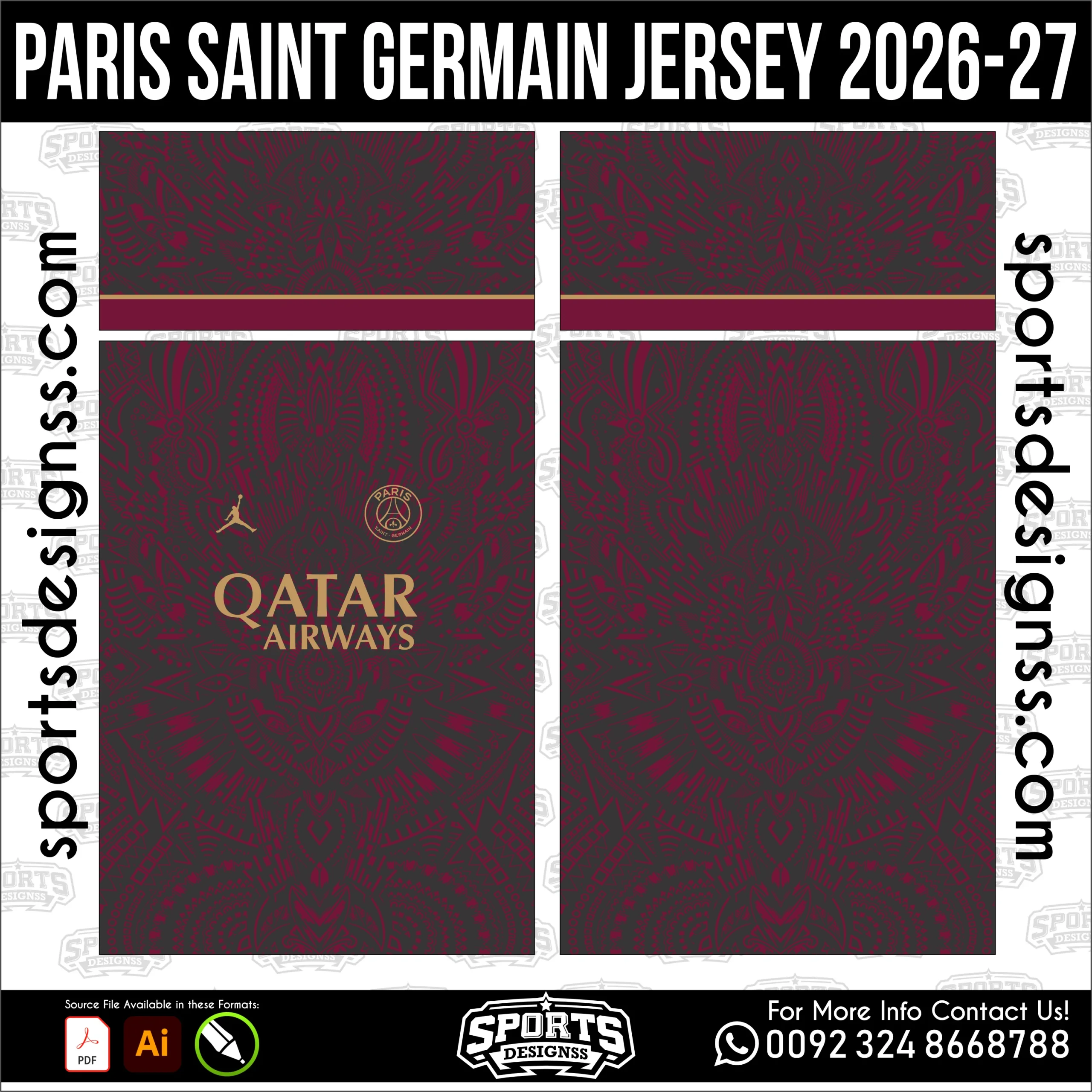 Paris Saint-Germain Jersey 2026-27 - football shirt vector for sublimation printing