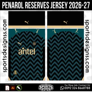 PeΓ±arol Reserves Jersey 2026-27 - football shirt vector for sublimation printing