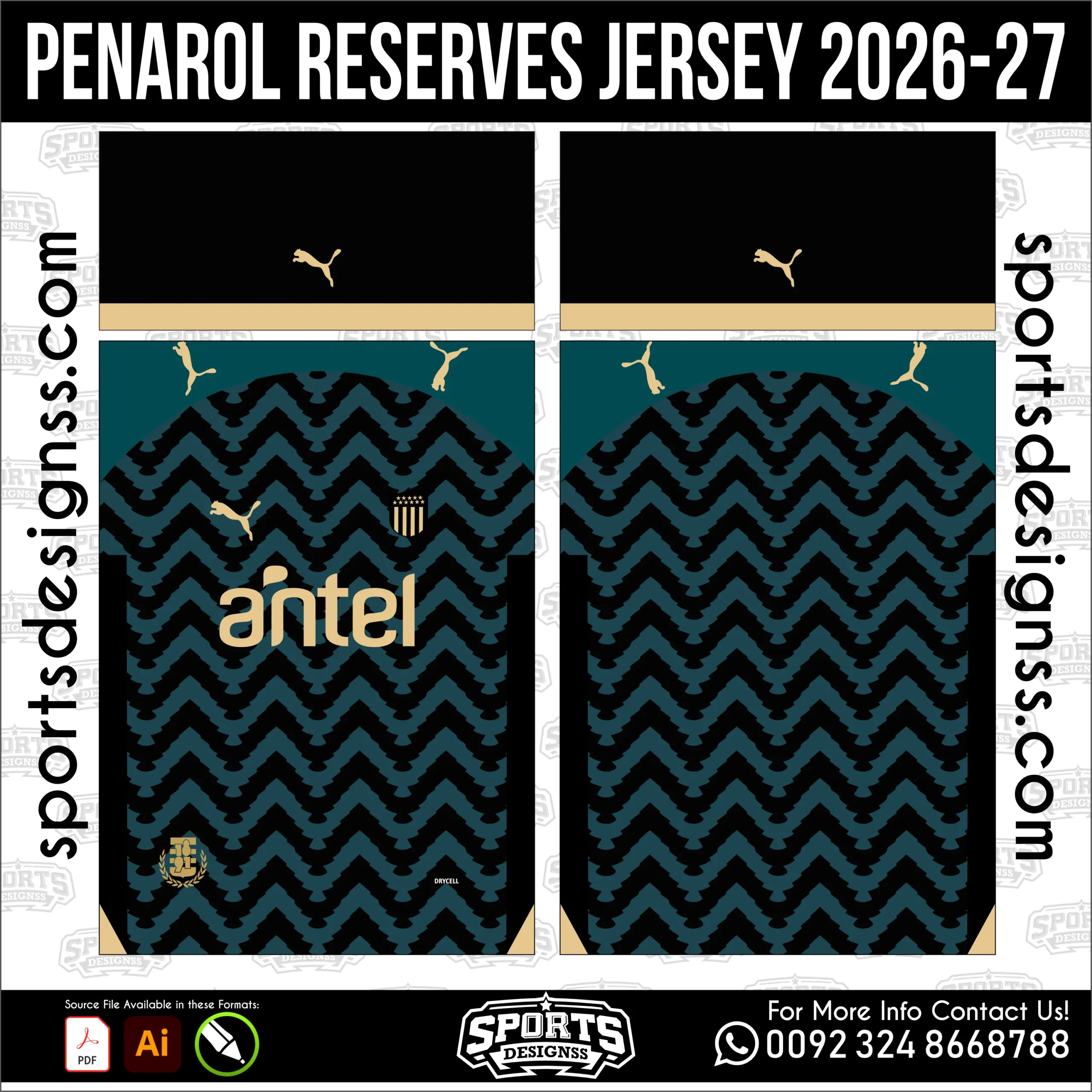 Peñarol Reserves Jersey 2026-27 - football shirt vector for sublimation printing